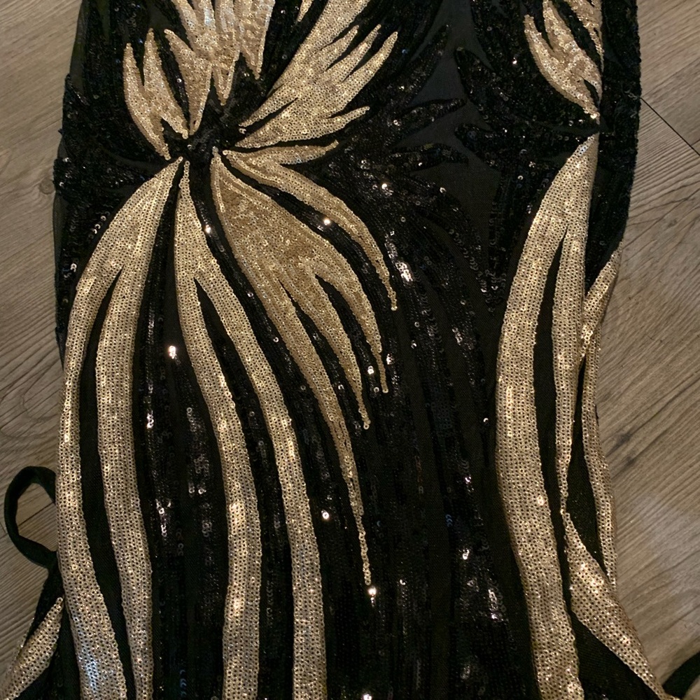 Black / Gold Sequin  Evening Dress - Picture 5 of 5